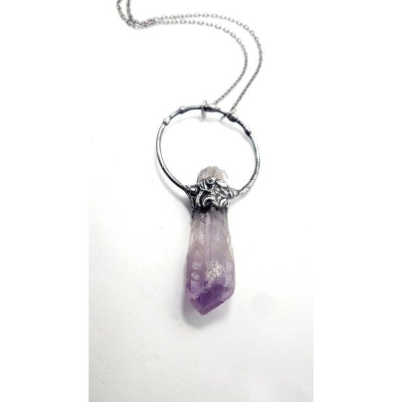 Gothic Amethyst crystal Necklace handmade ooak jewelry - Picture 2 of 8